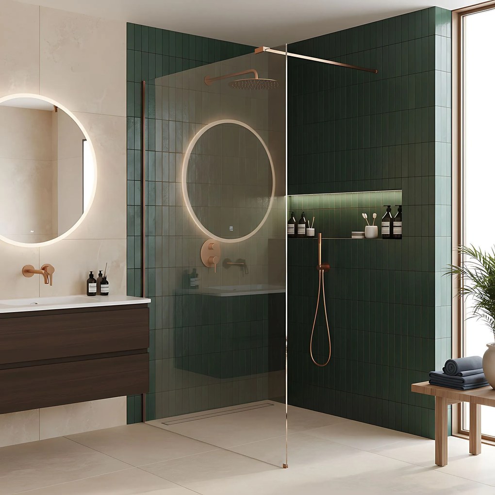 Paravan de dus Rea Flexi Transparent / Brush Copper 140