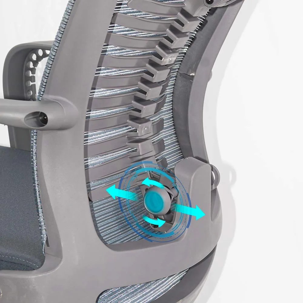 Scaun ergonomic din mesh rabatabil cu tetiera SYYT 9502 gri