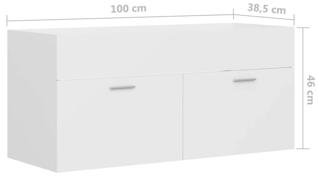 Dulap pentru chiuveta, alb, 100x38,5x46 cm, PAL Alb, Dulap pentru chiuveta, 1