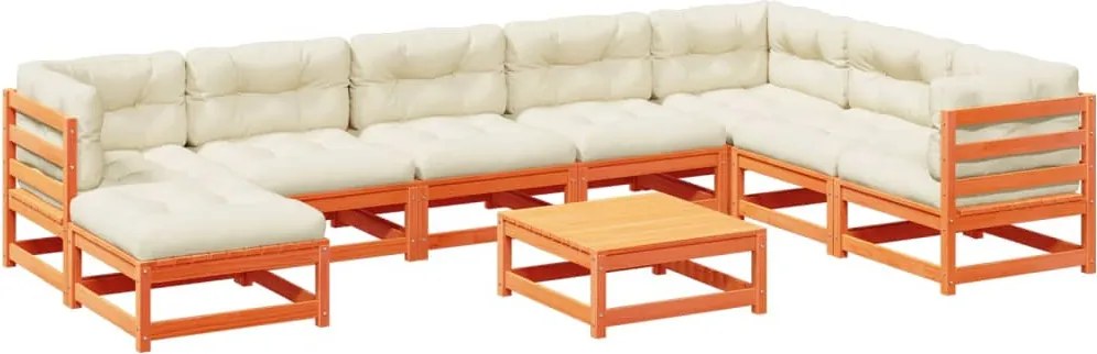 vidaXL Set mobilier de grădină cu perne, 9 piese, lemn masiv de pin