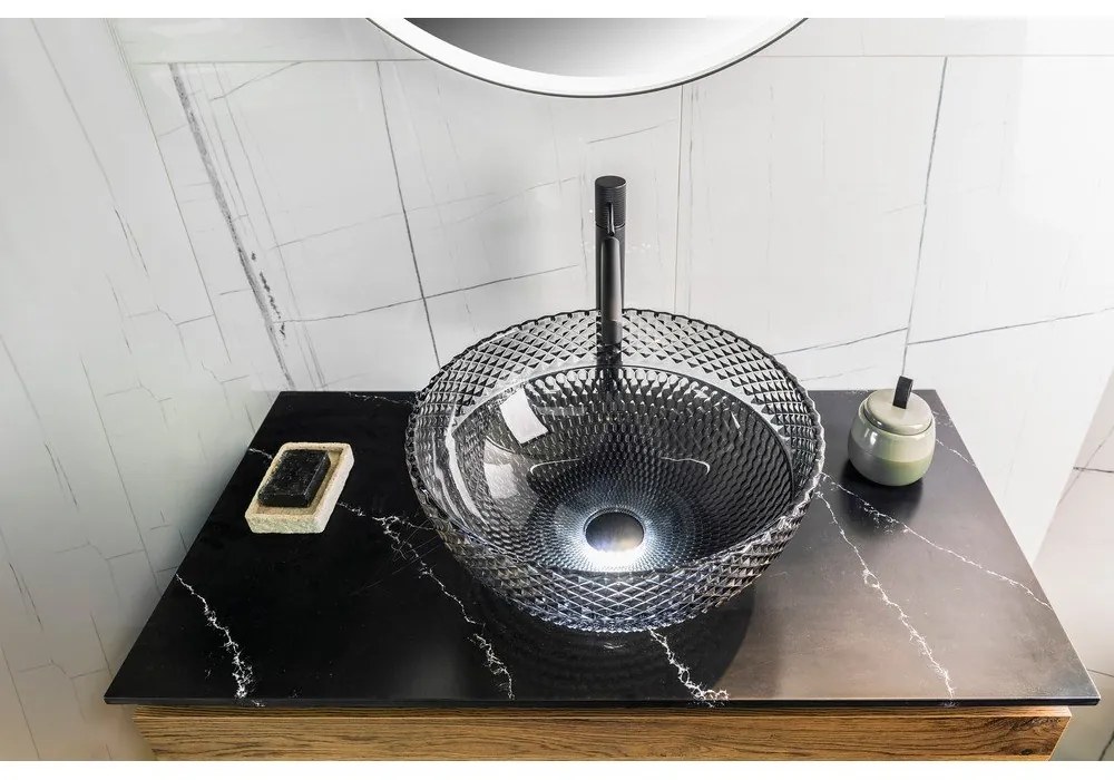 Chiuvetă neagră rotundă din sticlă ø 39,5 cm Marac – Sapho