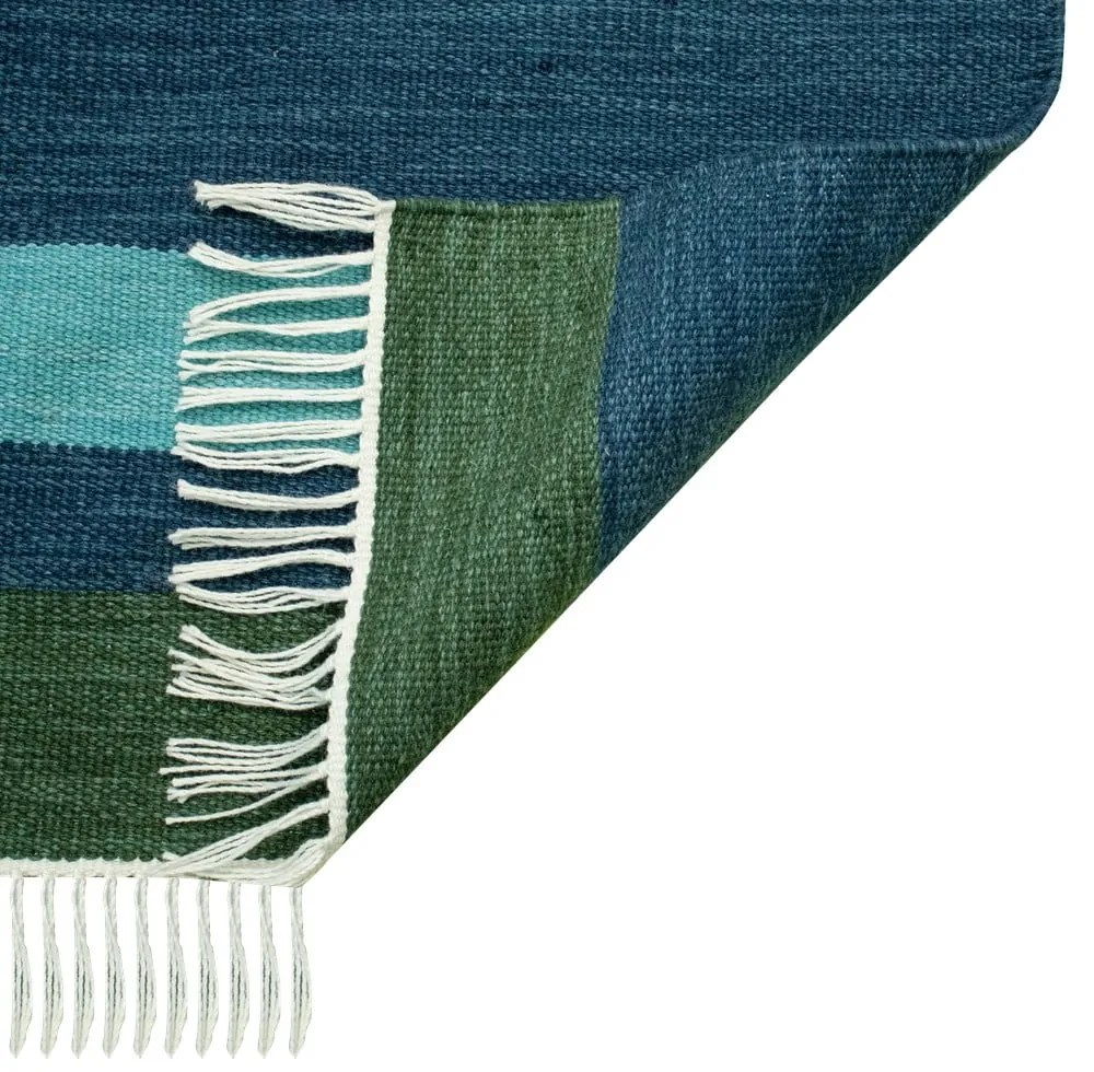 Covor reversibil pentru exterior din plastic reciclat Green Decore Marlin, 160 x 230 cm, albastru-închis