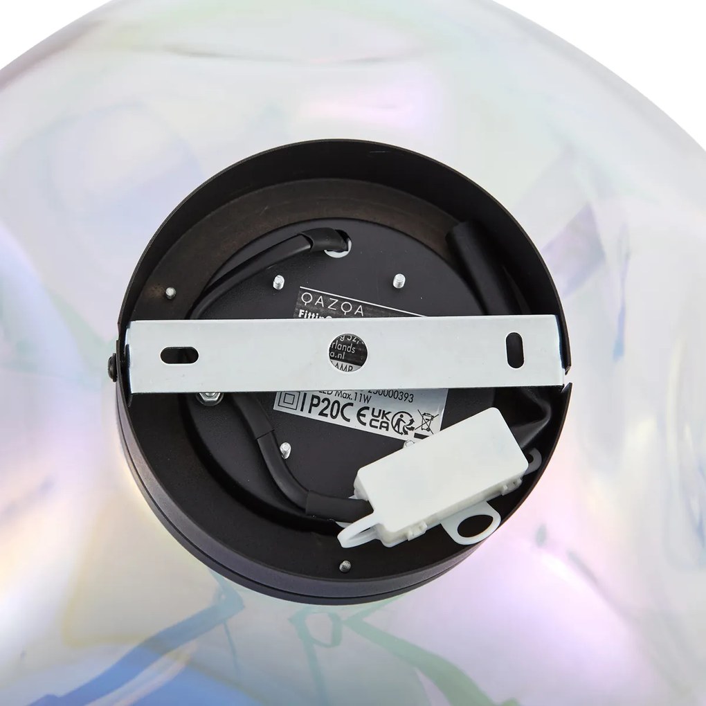 Plafonieră de design neagră cu sticlă curcubeu - Gemma