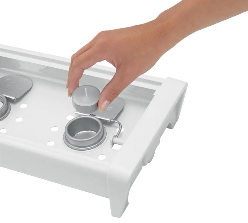 Tava servire la cald Brabantia 646996, 2 incalzitoare, Grill din aluminiu, Manere reci, Alb/Negru
