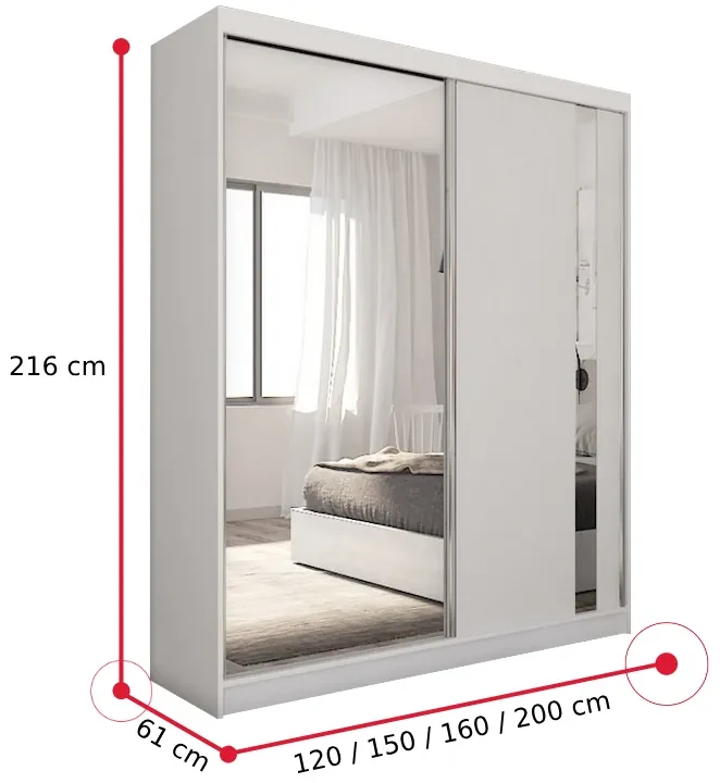 Supermobel Dulap cu uși glisante si oglindă GRACJA, 180x216x61
