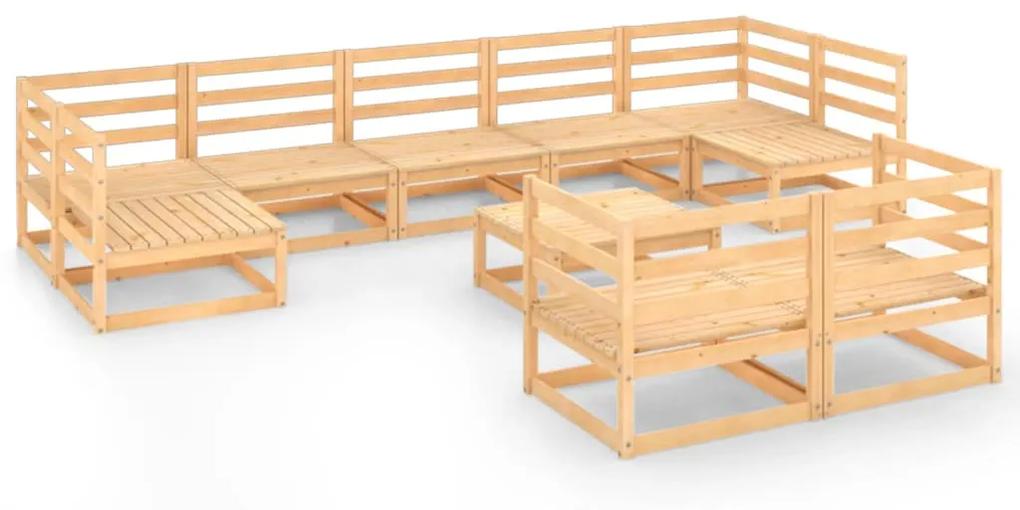 Set mobilier de gradina, 10 piese, lemn masiv de pin Maro, 1, nu