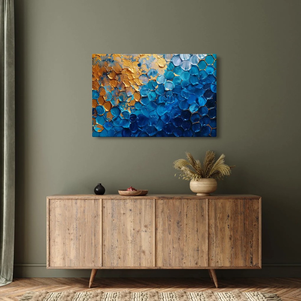 Tablou - Pictura albastru-auriu (90x60 cm)
