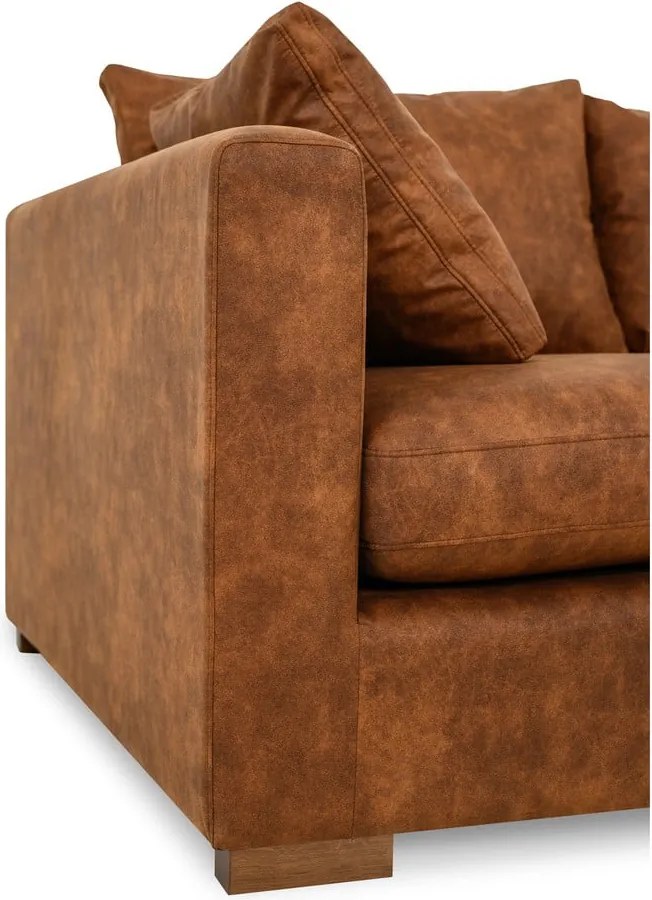 Canapea maro coniac cu tapițerie din imitație de piele 266 cm Hamburg – Scandic