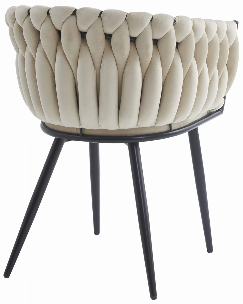 Fotoliu de sufragerie beige ORION VELVET cu picioare negre