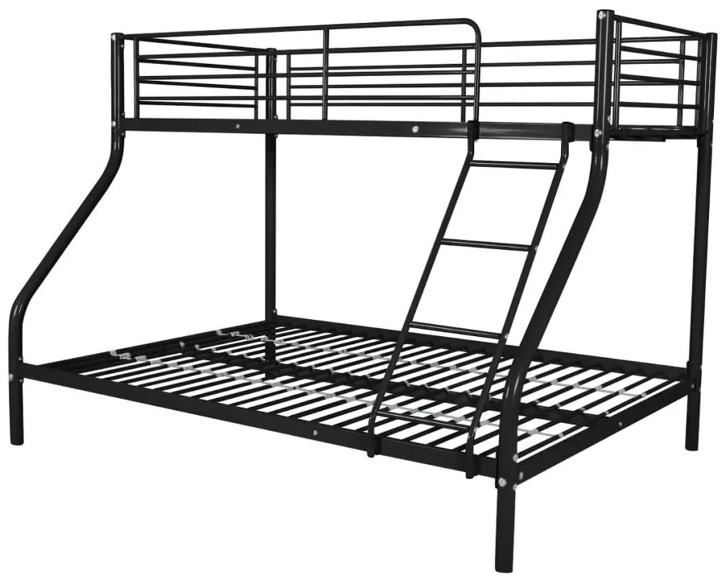 242996 vidaXL Cadru pat supraetajat copii, negru, 140x200/90x200 cm, metal