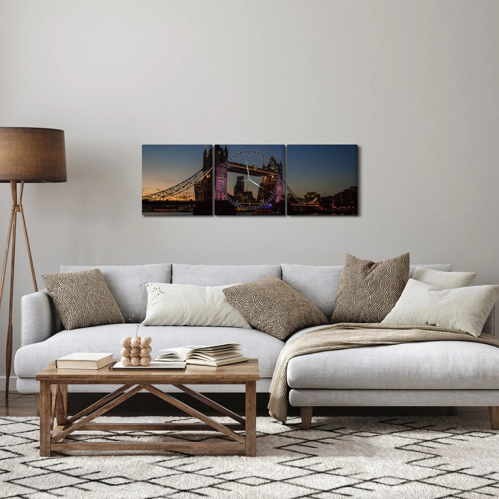 Tablou - Tower bridge (cu ceas) (90x30 cm)