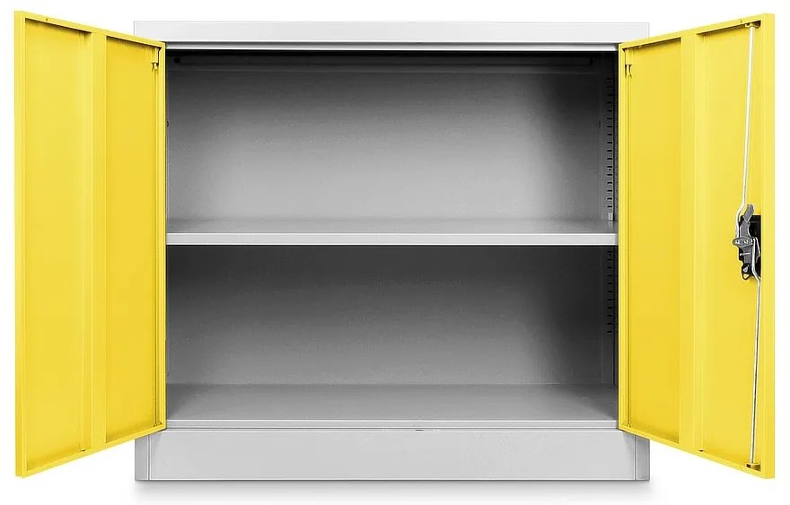 Dulap metalic universal jos 90 x 40 x 80 cm, încuietoare cilindrică, galben - ral 1023
