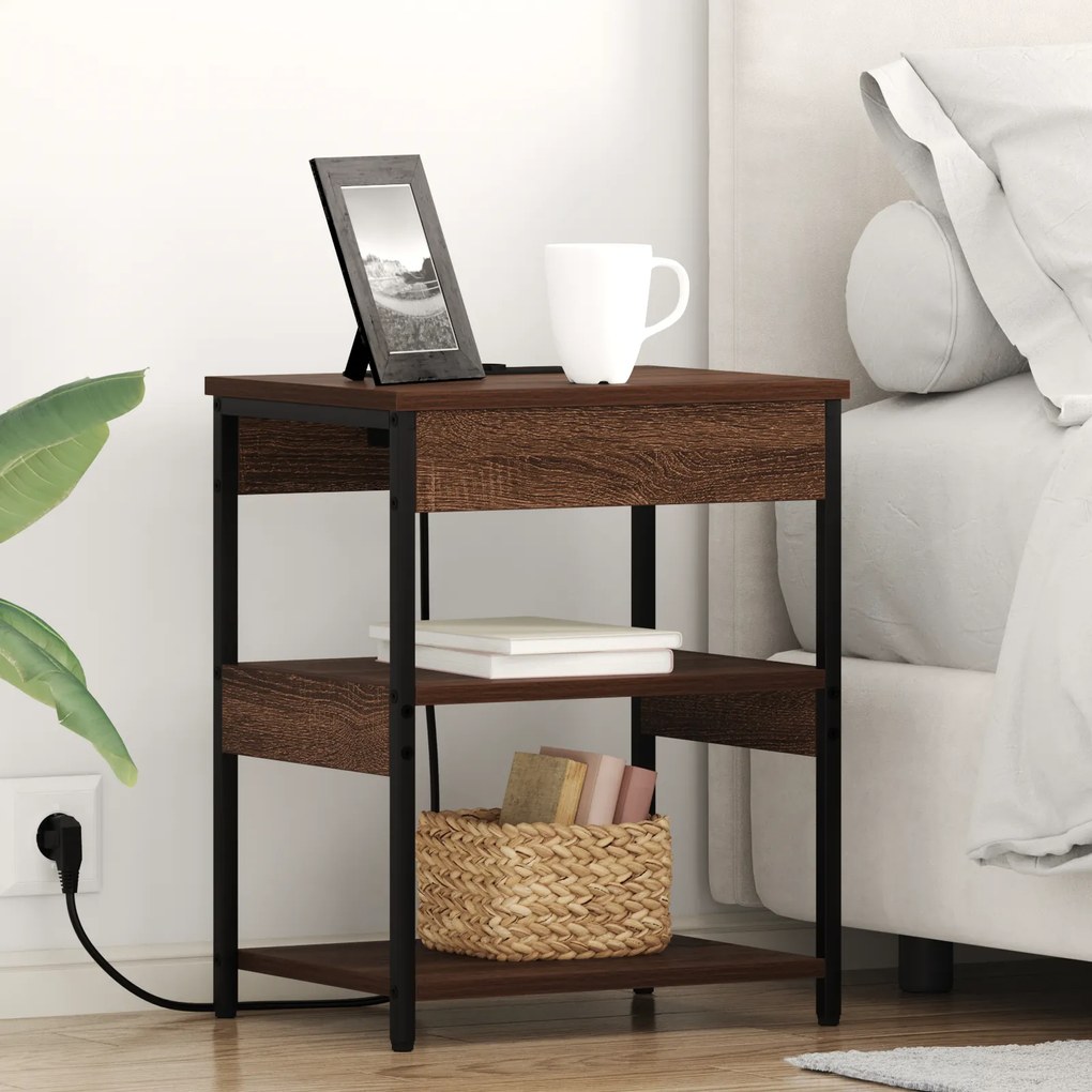 vidaXL Noptiere 2 pcs Stejar brun 41 x 31 x 51 cm Lemn compozit