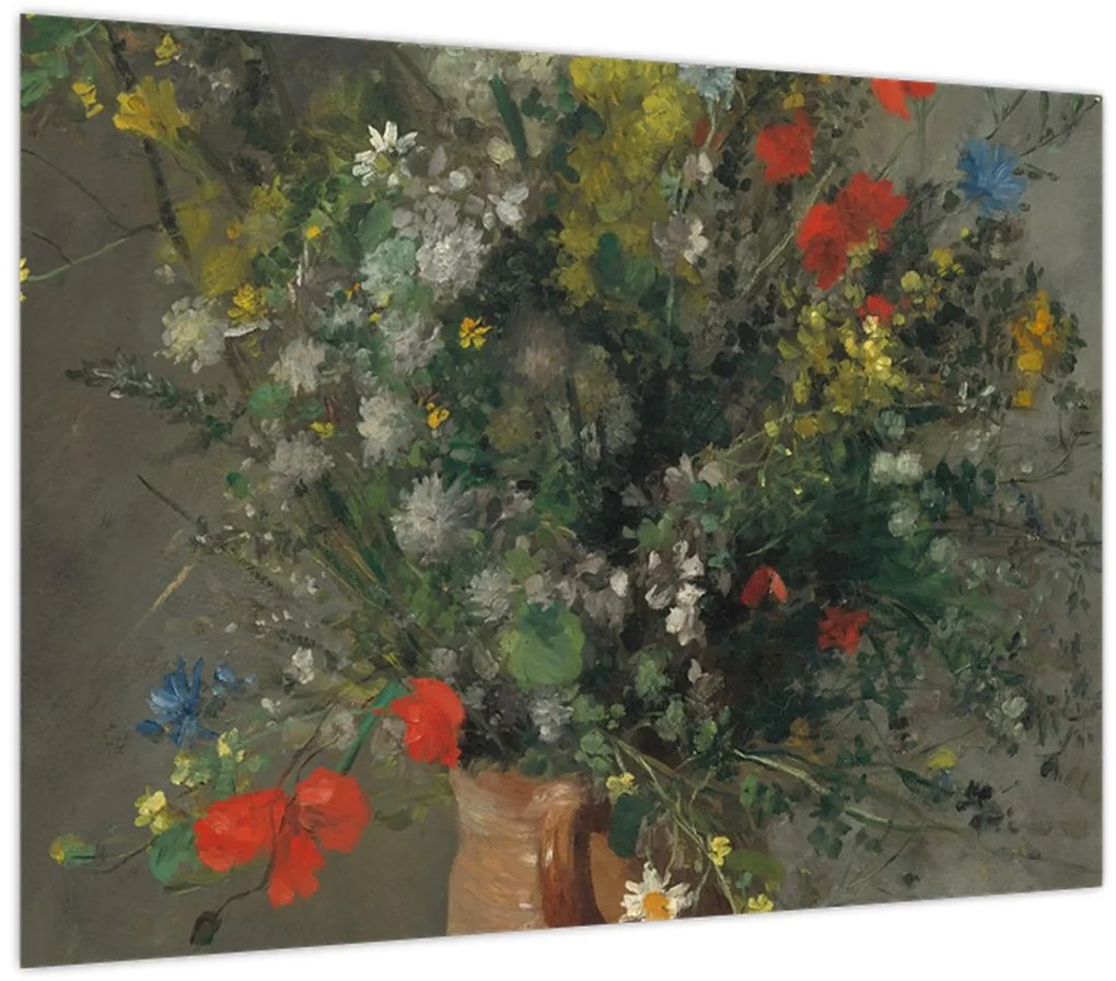 Tablou pe sticlă - Auguste Renoir,  Flowers in a Vase, reproducere (70x50 cm)