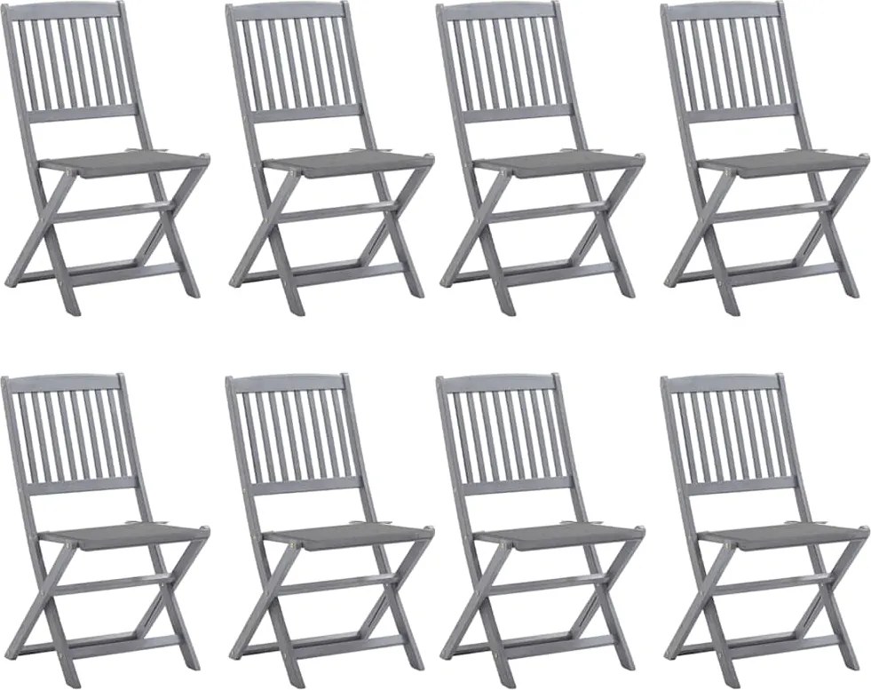 vidaXL Scaune pliabile de exterior cu perne, 8 buc., lemn masiv acacia