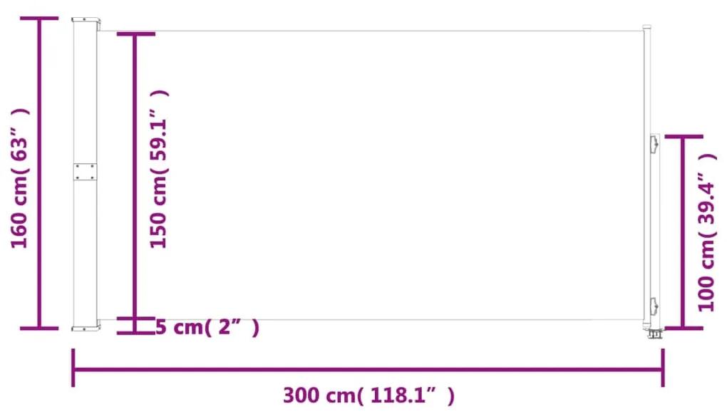 Copertina laterala retractabila de terasa, crem, 160x300 cm Crem, 160 x 300 cm