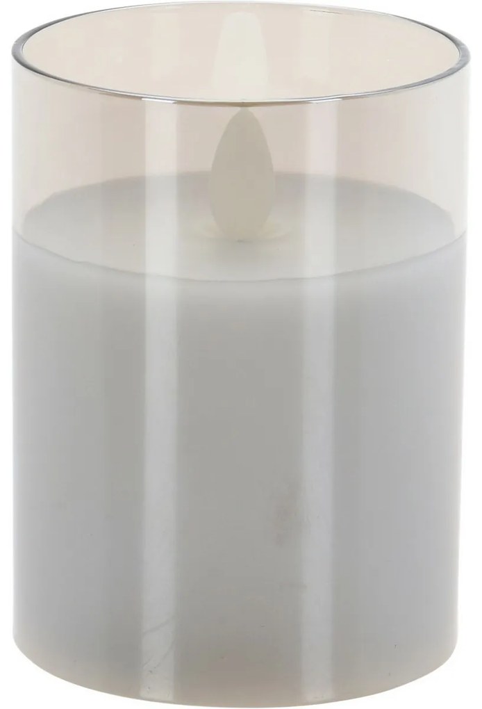 Lumânare LED Agide, în borcan, flacără reală, 7,5x 10 cm, alb cald