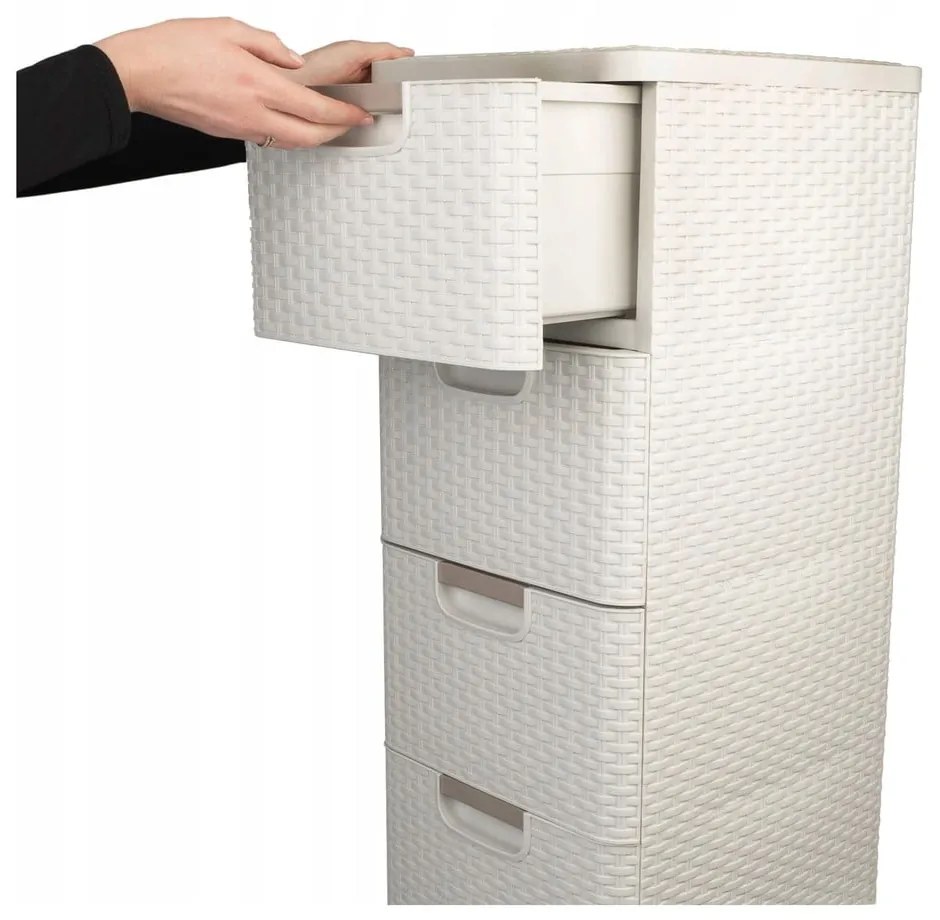Dulap de baie crem înalt din plastic 33x79 cm Rattan – Curver