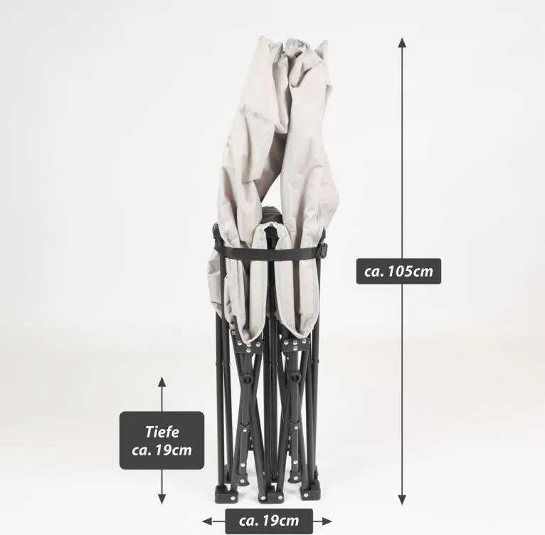 Șezlong pliabil, bej, geantă de transport