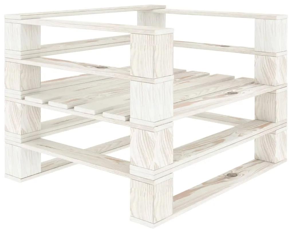 Set mobilier de gradina din paleti, alb, 5 piese, lemn Alb, 1