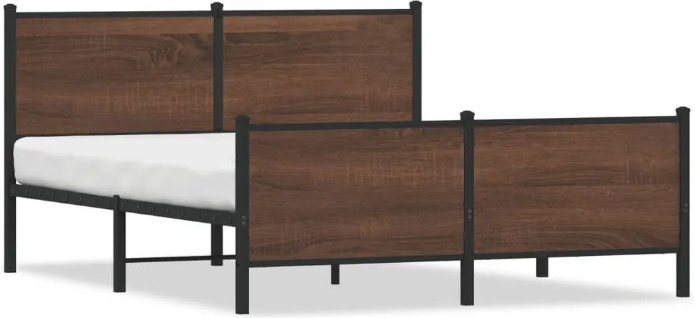 vidaXL Cadru pat metalic fără saltea, stejar maro, 140x200 cm