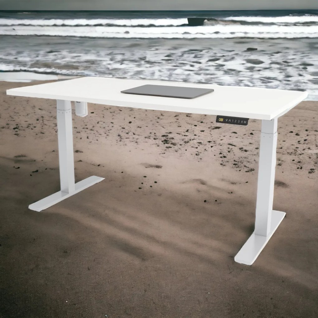 Birou reglabil electric- TERRA3 PRO- motor TiMOTION (Culoare profil: Alb, Dimensiune blat: 120x60cm, Culoare blat: Alb 25mm)