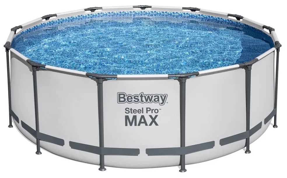 Piscină supraterană Bestway Steel Pro MAX, gri, diam. 396 cm, în. 122 cm