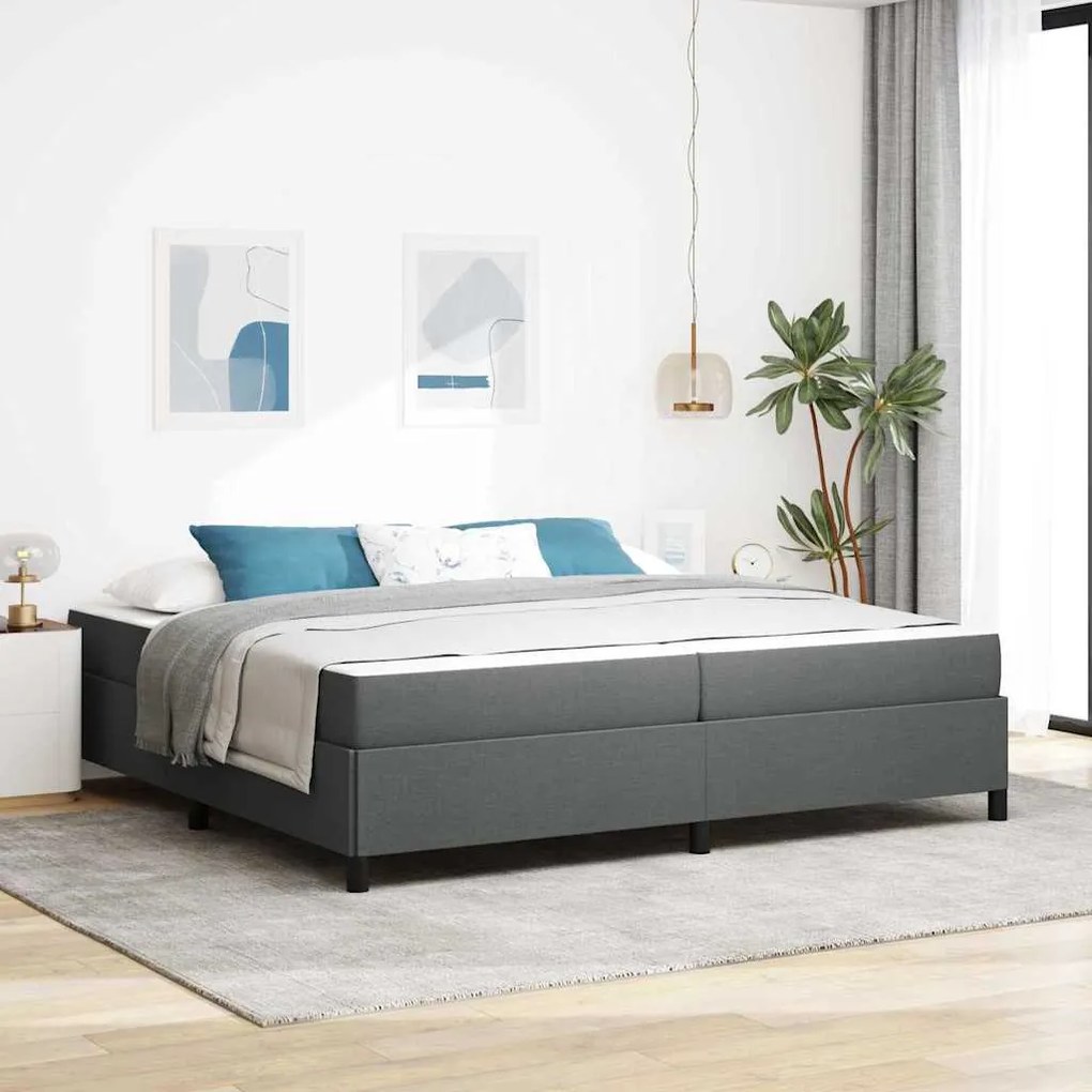 vidaXL Pat cu arcuri Gri închis, Negru 200 x 200 cm