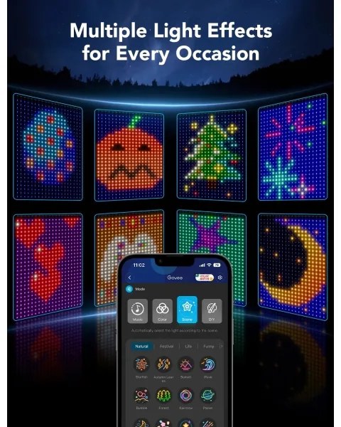 Perdea luminoasă RGBIC Govee 520 LED 1,5x2m Wi-Fi IP65