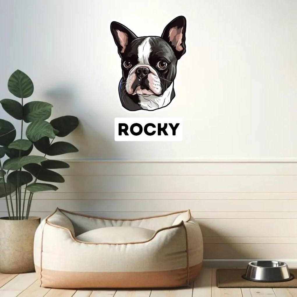 PIPPER. Autocolant Boston Terrier mărimea: 15cm