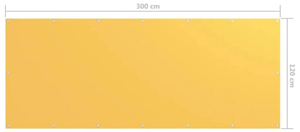 Paravan de balcon, galben, 120 x 300 cm, tesatura oxford Galben, 120 x 300 cm