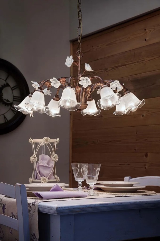 Candelabru clasic cu flori din ceramica realizate manual SIENAL