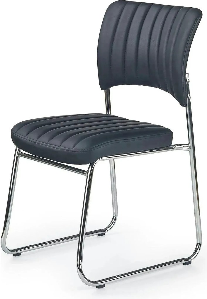 Scaun tapitat Rapid Black, negru/crom, metal/piele ecologica, 48X58X83