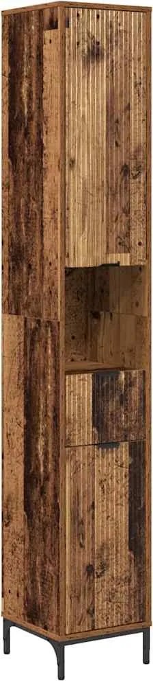 vidaXL Dulap de Baie cu sertar cu ușă Lemn Vechi 31,5 x 33 x 190 cm