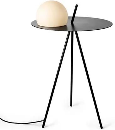 Circ - Lampă de podea neagră tip masă cu glob alb