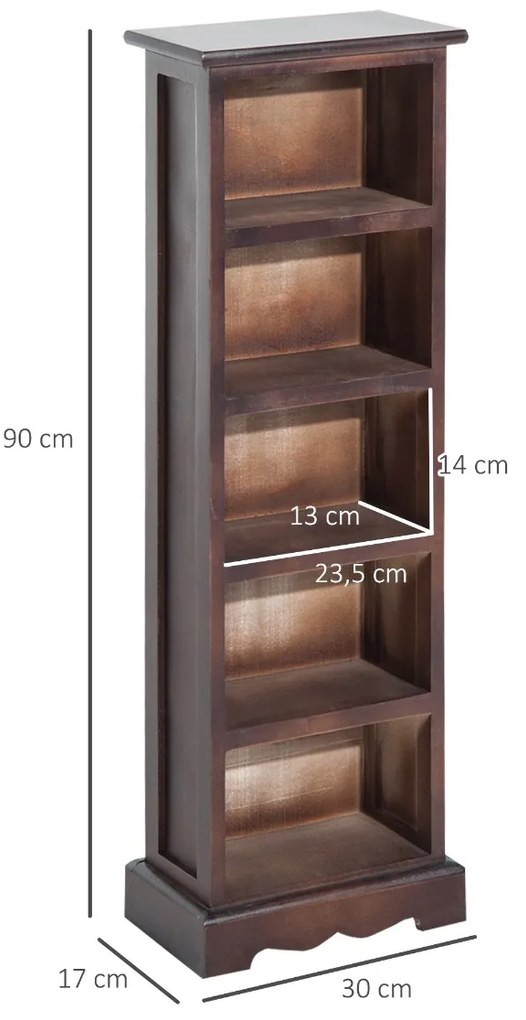 Mobila 5 Rafturi in Lemn HOMCOM, Maro, 30x17x90cm | Aosom Romania