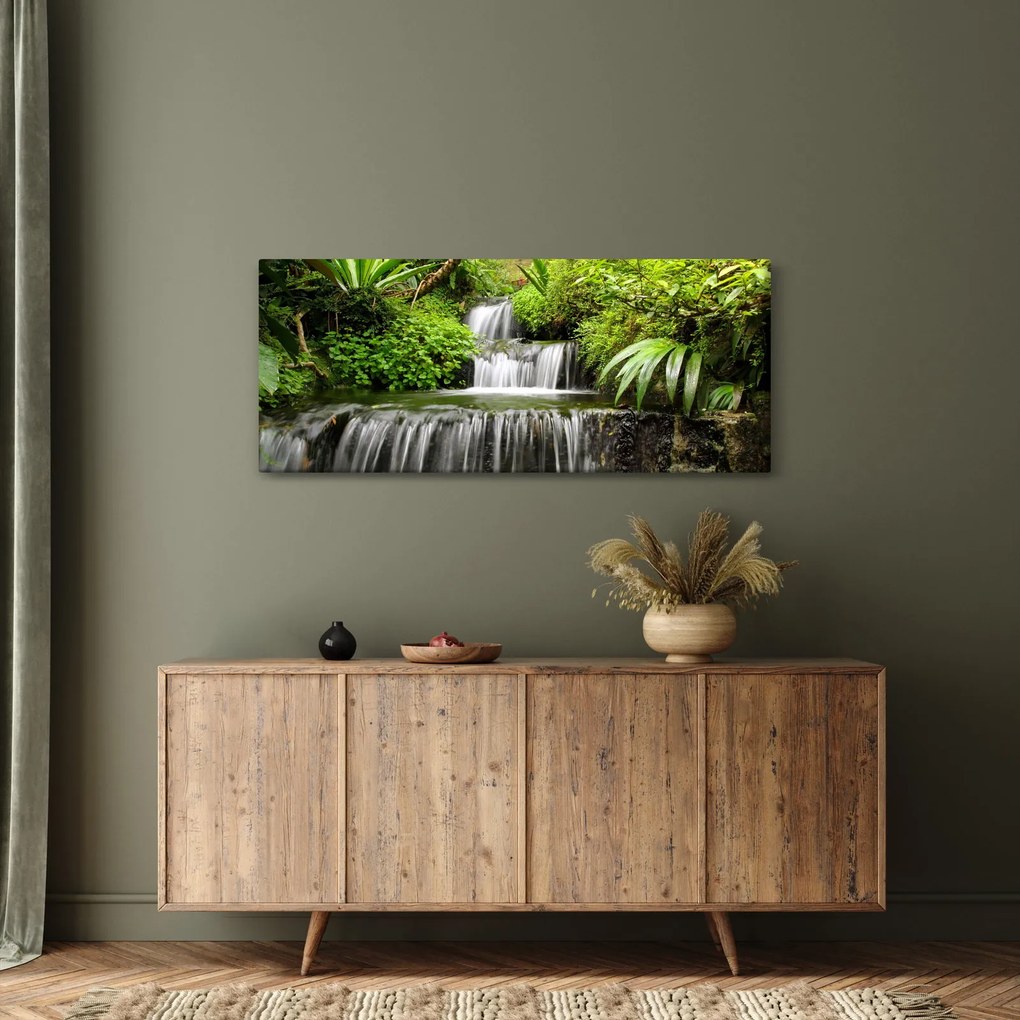 Tablou - Cascadă în pădurea tropicală (120x50 cm)