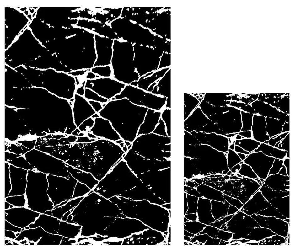 Set 2 covorașe de baie Mila Home Marble, negru-alb
