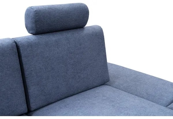 Colțar extensibil tapițat AVESTA, în formă L, cu spațiu de depozitare, orientare pe dreapta, albastru