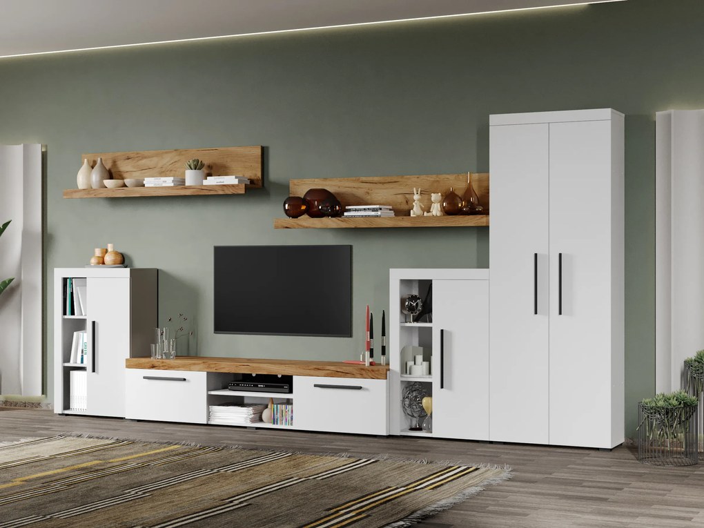 Set Mobila Living Bliss Alb/Stejar Auriu C03