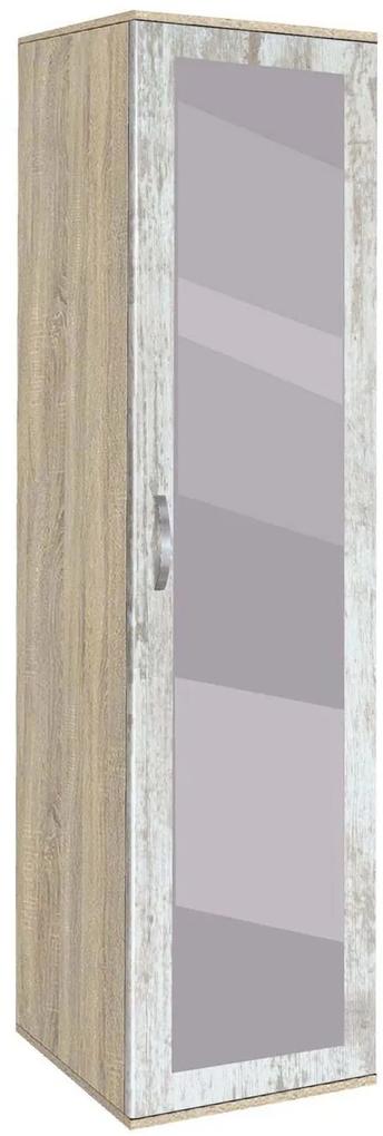 Sifonier Ava 11 cu oglinda 185 cm stejar sonoma si cristal