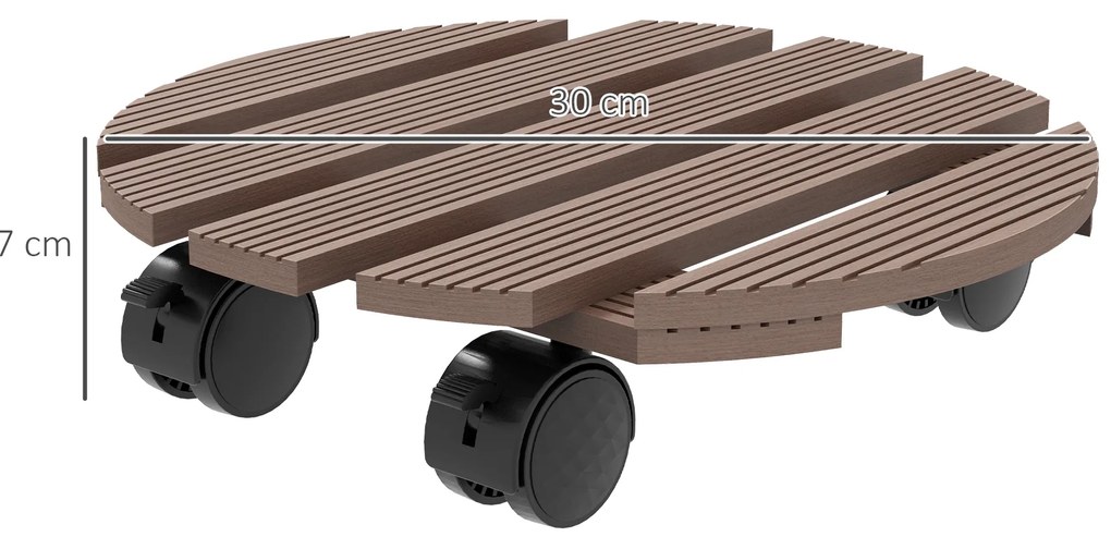 Outsunny Lot de 4 suporturi rotunde Ø30 cm pentru plante - suport pentru ghivece cu roți, interior și exterior | Aosom Romania