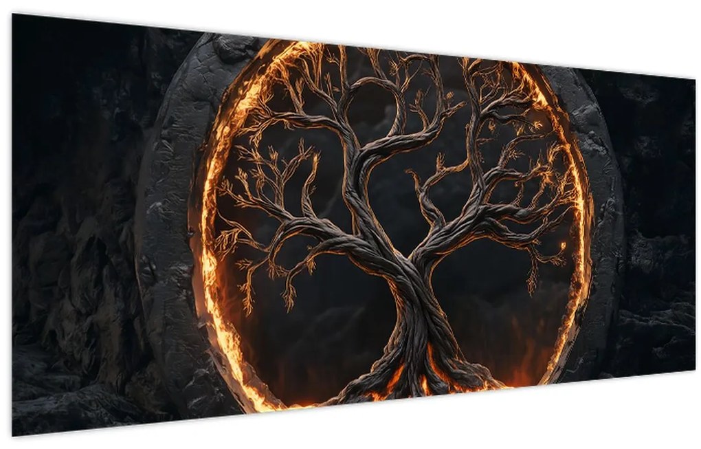 Tablou – Arborele vieții în lavă I. (120x50 cm)