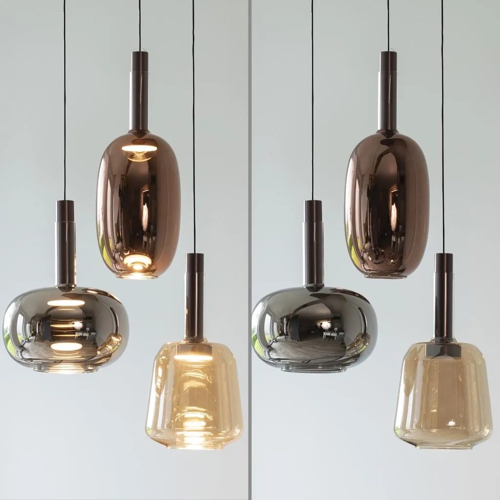 Lustra cu 3 pendule LED, inaltime reglabila, sticla, multicolor, IRIDES