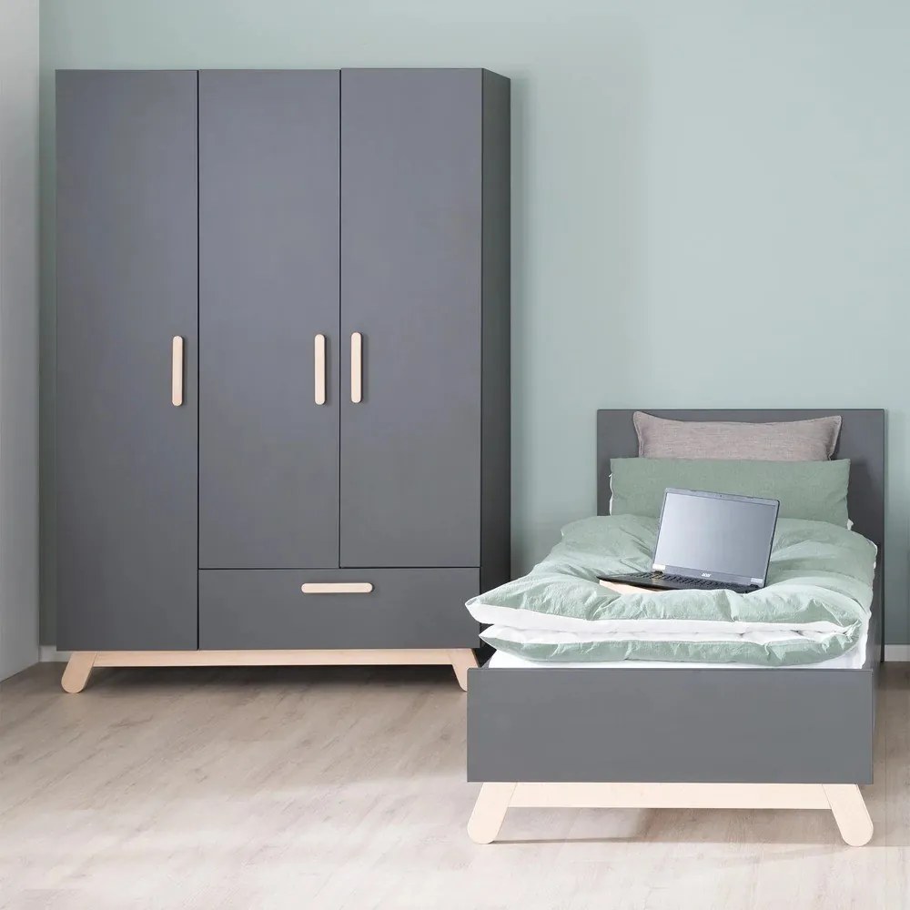 Pat pentru copii negru 90x200 cm Jara – Roba