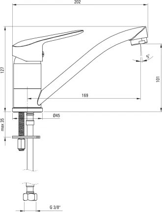 Baterie pentru lavoar Deante BORO BMO_N26M, 12,7 cm, neagră