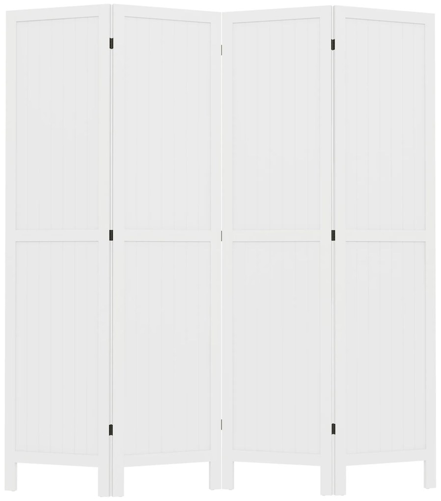HOMCOM Paravan din lemn, separator de cameră, cloison interieur pliabil cu 4 panouri din lemn 160 x 170 cm alb | Aosom Romania