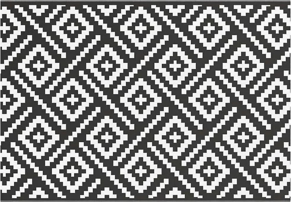 vidaXL Covor de exterior, ARAKIL alb și negru, 160x230 cm, PP