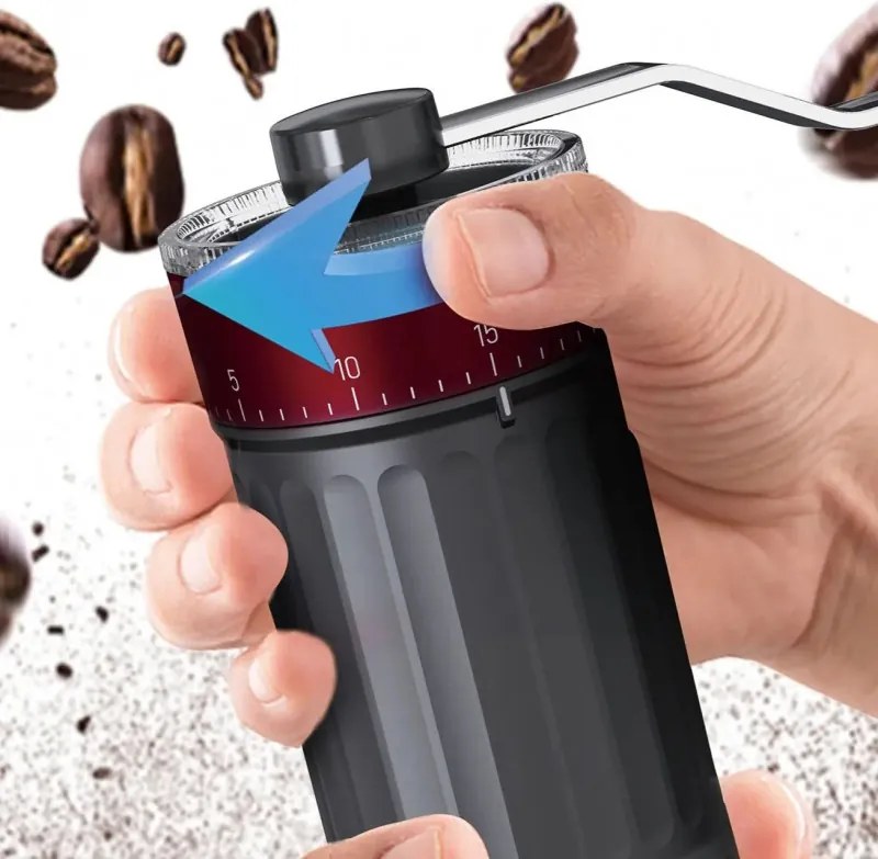 Rasnita manuala pentru cafea Kinghoff KH 2002, 30 g, Mecanism ceramic, Reglare continuă a finetii, Negru