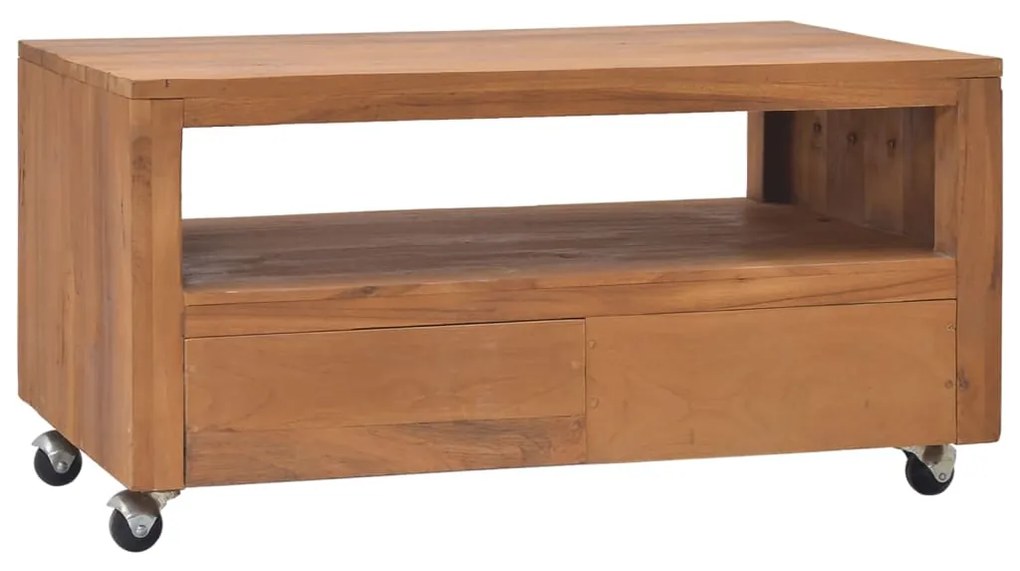 326130 vidaXL Comodă TV cu roți, 80x50x42 cm, lemn masiv de tec